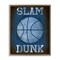 Stupell Industries Slam Dunk Navy Blue Sports Black Framed Floater Canvas Wall Art, design by Marcus Prime